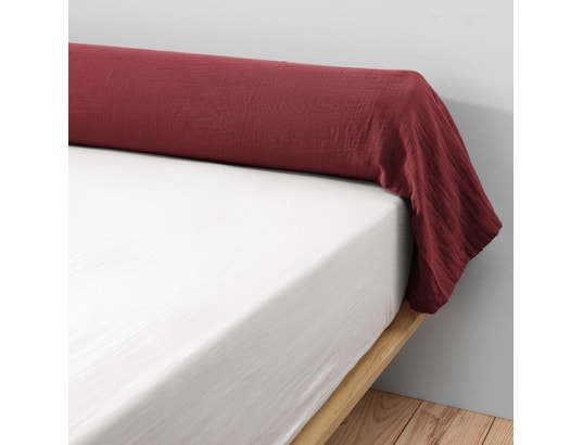 TERRE DE NUIT - Taie d'oreiller Taie de traversin double gaze de coton bordeaux 140 cm