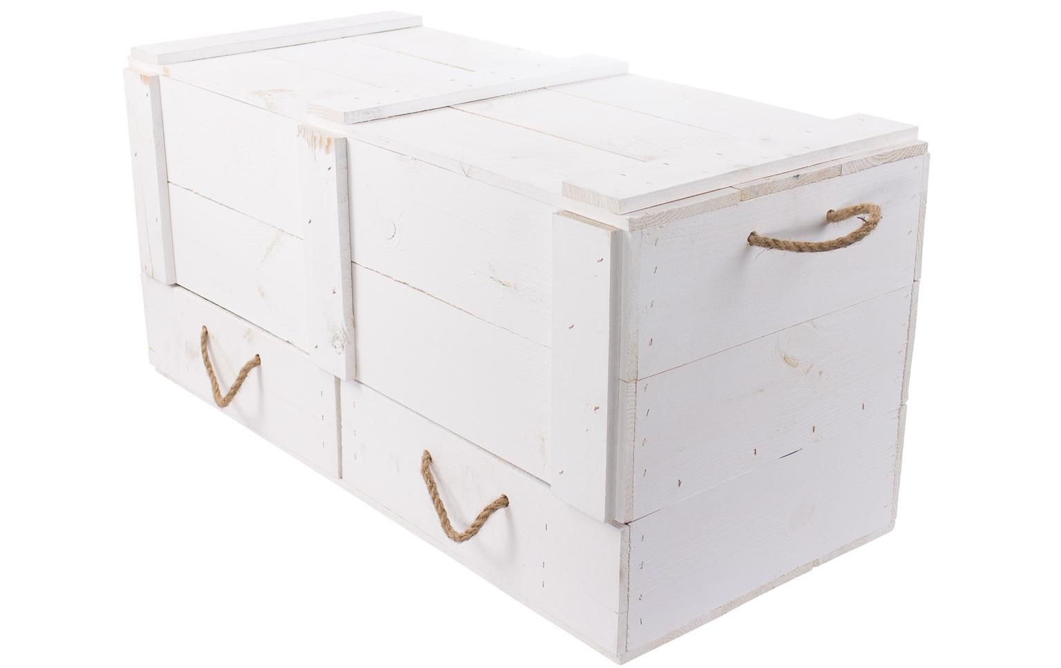 Truhe Vintage Weiss, 85 x 40 cmHolztruhe mit 2 Schubladen