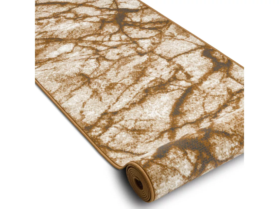 TAPIS DE COULOIR BCF MORAD Marmur Marbre beige / or gris 60x1250 cm