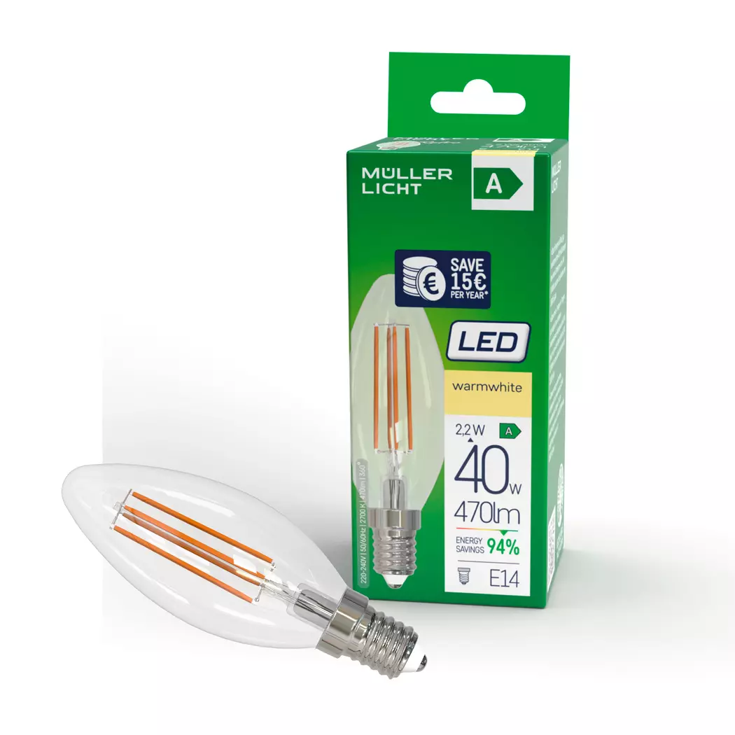 LED-Kerze E14 / 2,2 Watt / Energie A