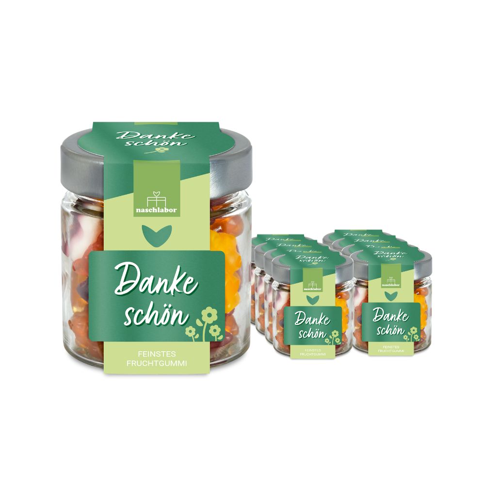 naschlabor 8 Stück Fruchtgummi Dankeschön Groß-Verpackung