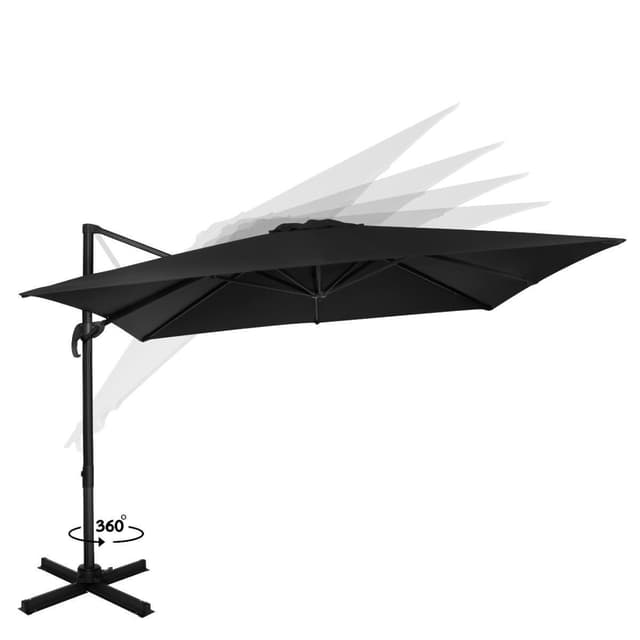 VONROC Premium Hængeparasol Pisogne 300x300cm | Aluminium | 360° | Inkl krydsfod og overtræk