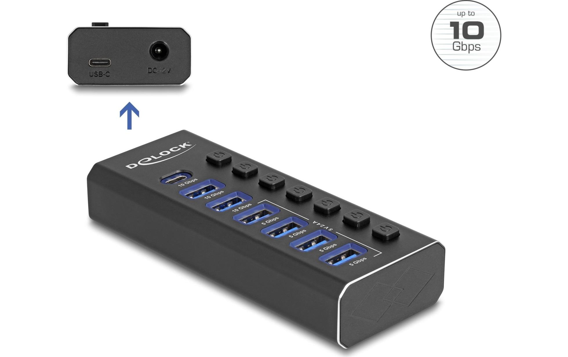 USB Hub 10 GbpsVielseitiger 7-Port USB Hub mit schnellen Datenübertragungs- und Ladefunktionen