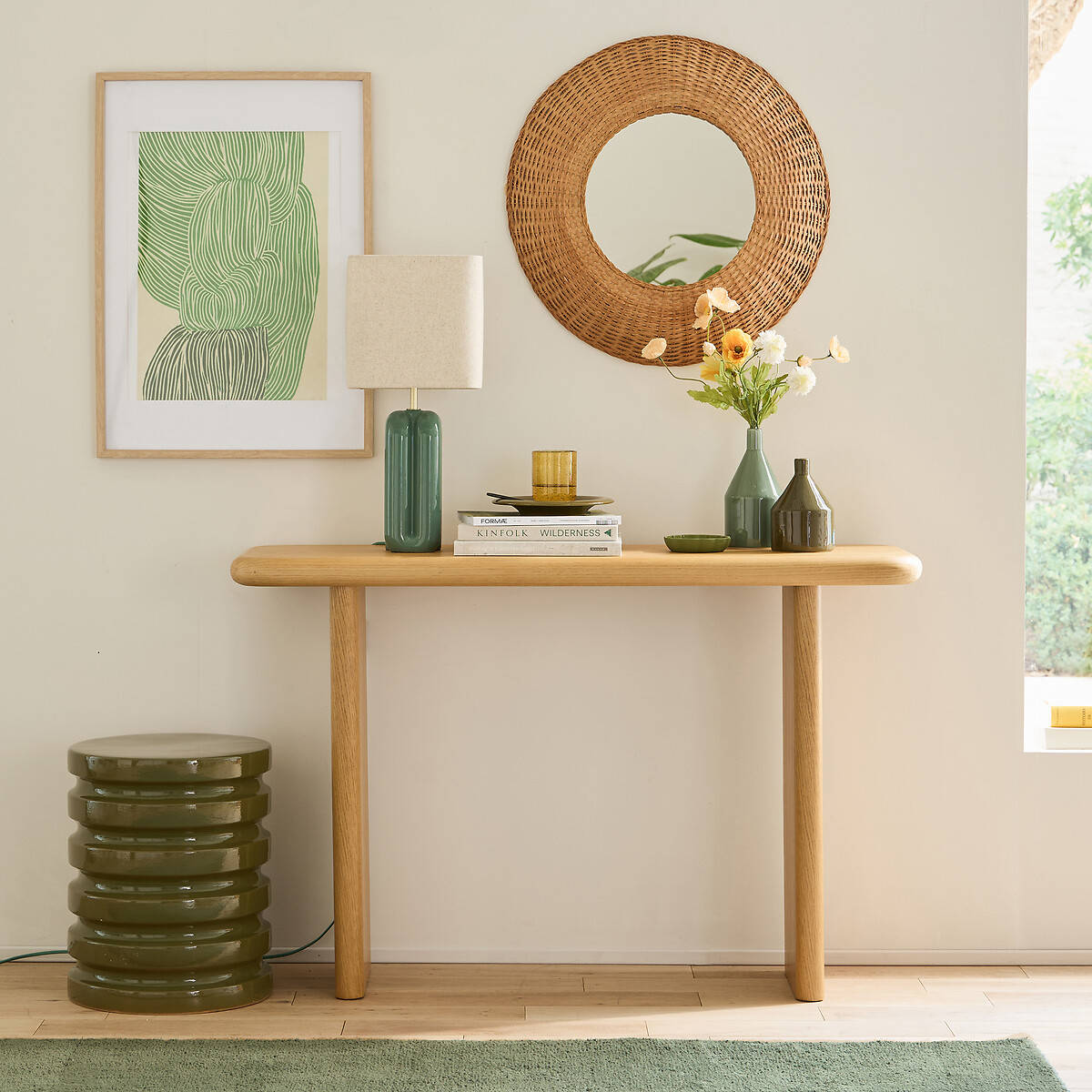 LA REDOUTE INTERIEURS<br>Espelho redondo abobadado em rattan ø60 cm, Naria