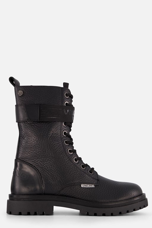 Vingino Evi Xhi Veterboots zwart Leer