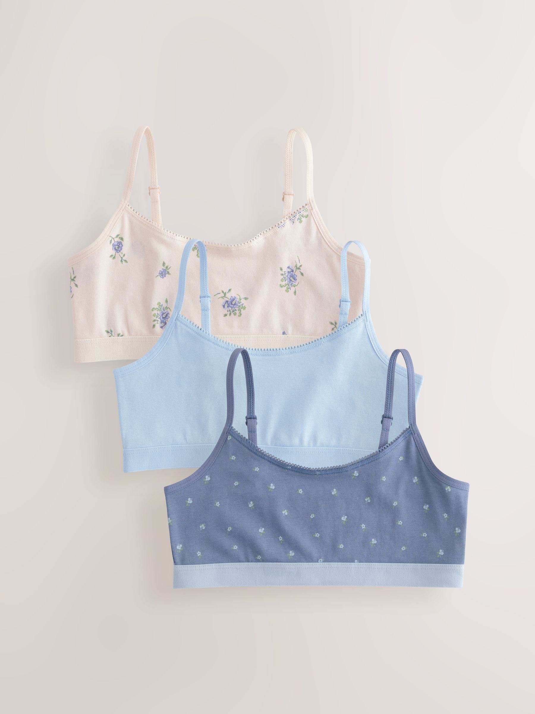 Blauw - Set van 3 crop tops (5-16 jr)