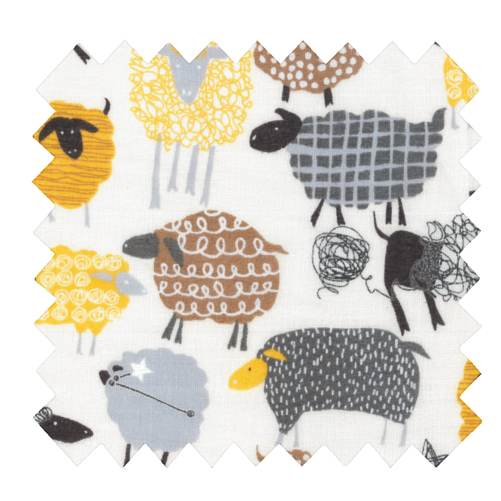 Tissu Coton Au Mètre Mouton Jaune