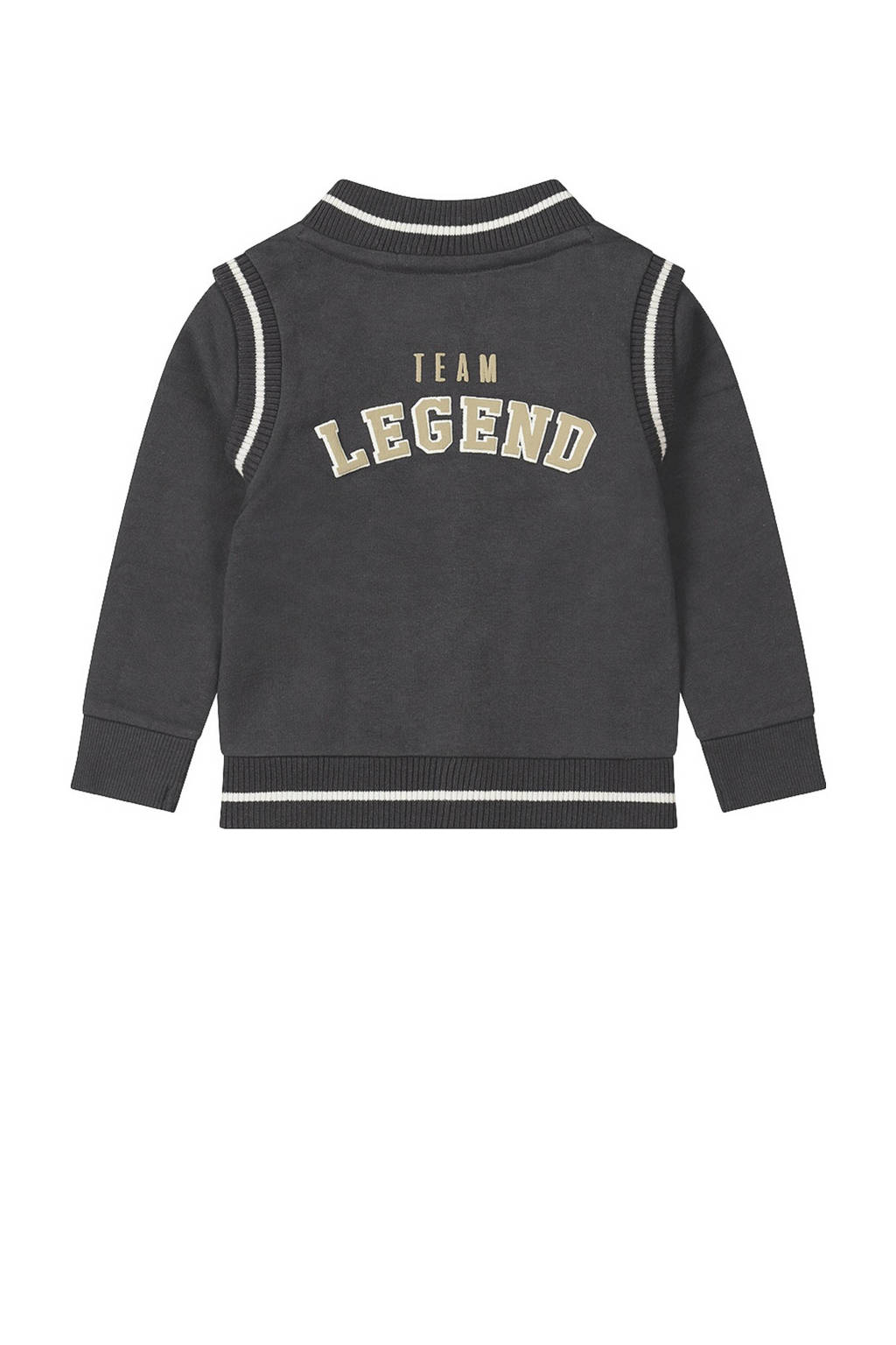 Dirkje baseball vest donkergrijs/ecru/wit