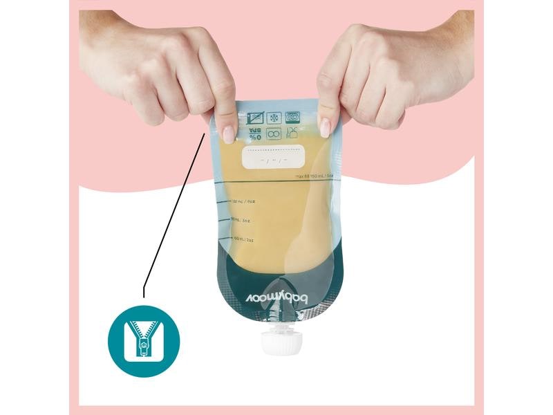 Babymoov Nahrungsbehälter ISY Set Quetschbeutel 20 x 150 ml Wiederverwendbare Quetschbeutel für Babymahlzeiten