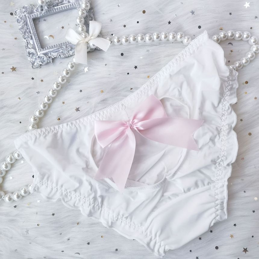 Wildery - Tweekleurige panty met strik en uitsparing