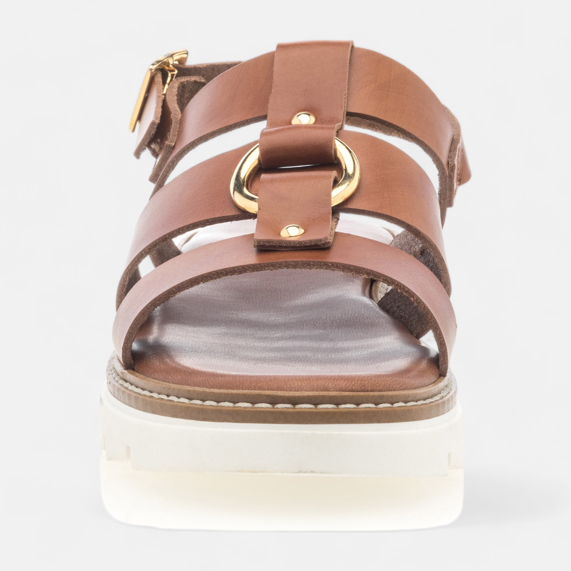 Sandales Femme en cuir cognac