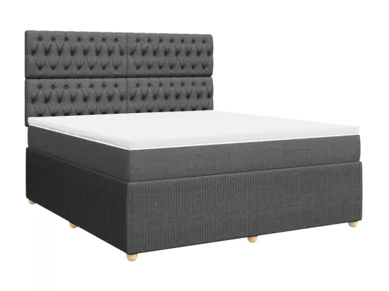 Sommier à lattes de lit avec matelas Gris foncé 180x200cm Tissu