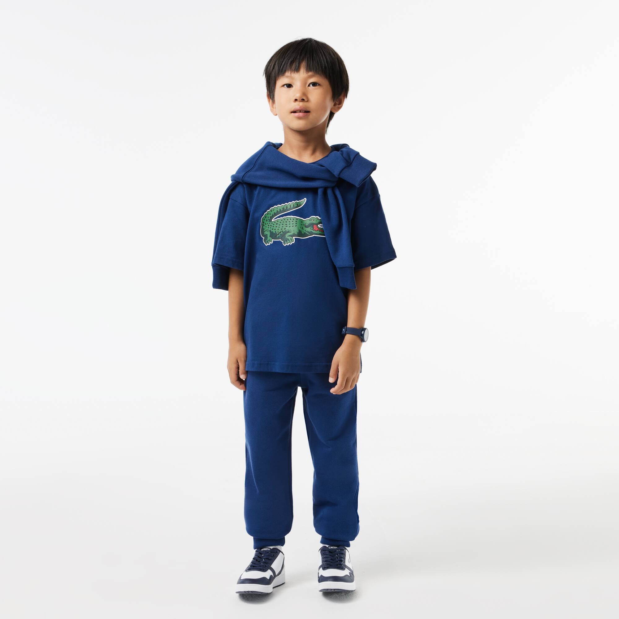 T-shirt avec imprimé graphique en coton T-Shirts & Chemises - Bleu - Lacoste - Enfant