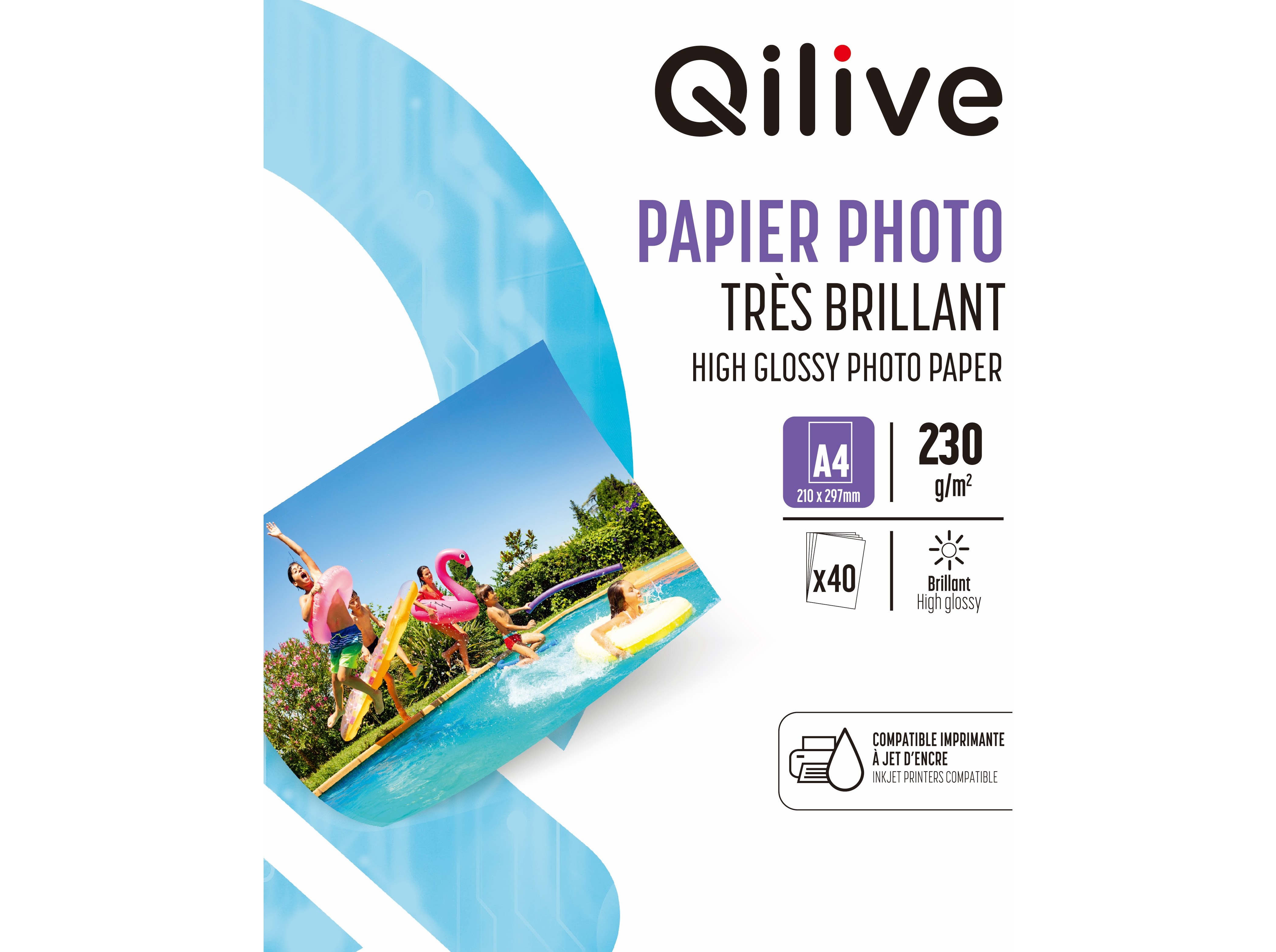 PAPEL FOTO QILIVE 34982 HI-GLOSS A4 210X297MM-40F