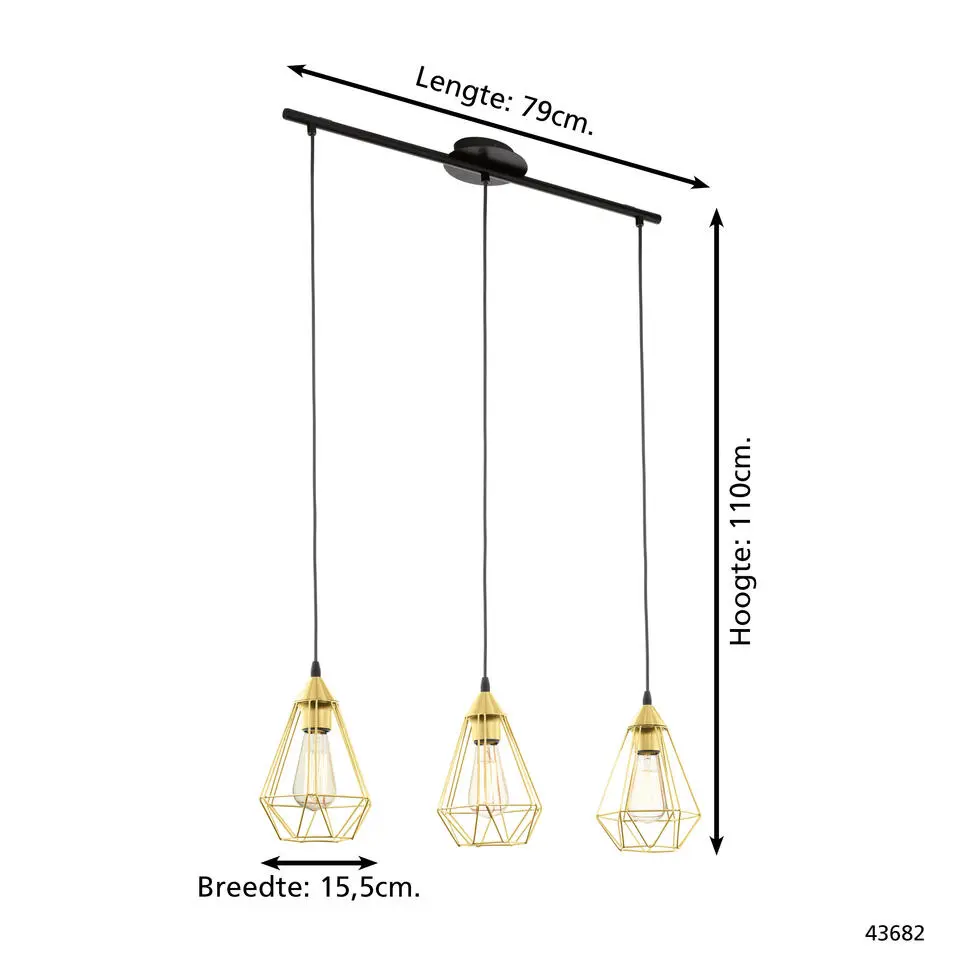 EGLO Tarbes Hanglamp - E27 - 79,5 cm - Goud