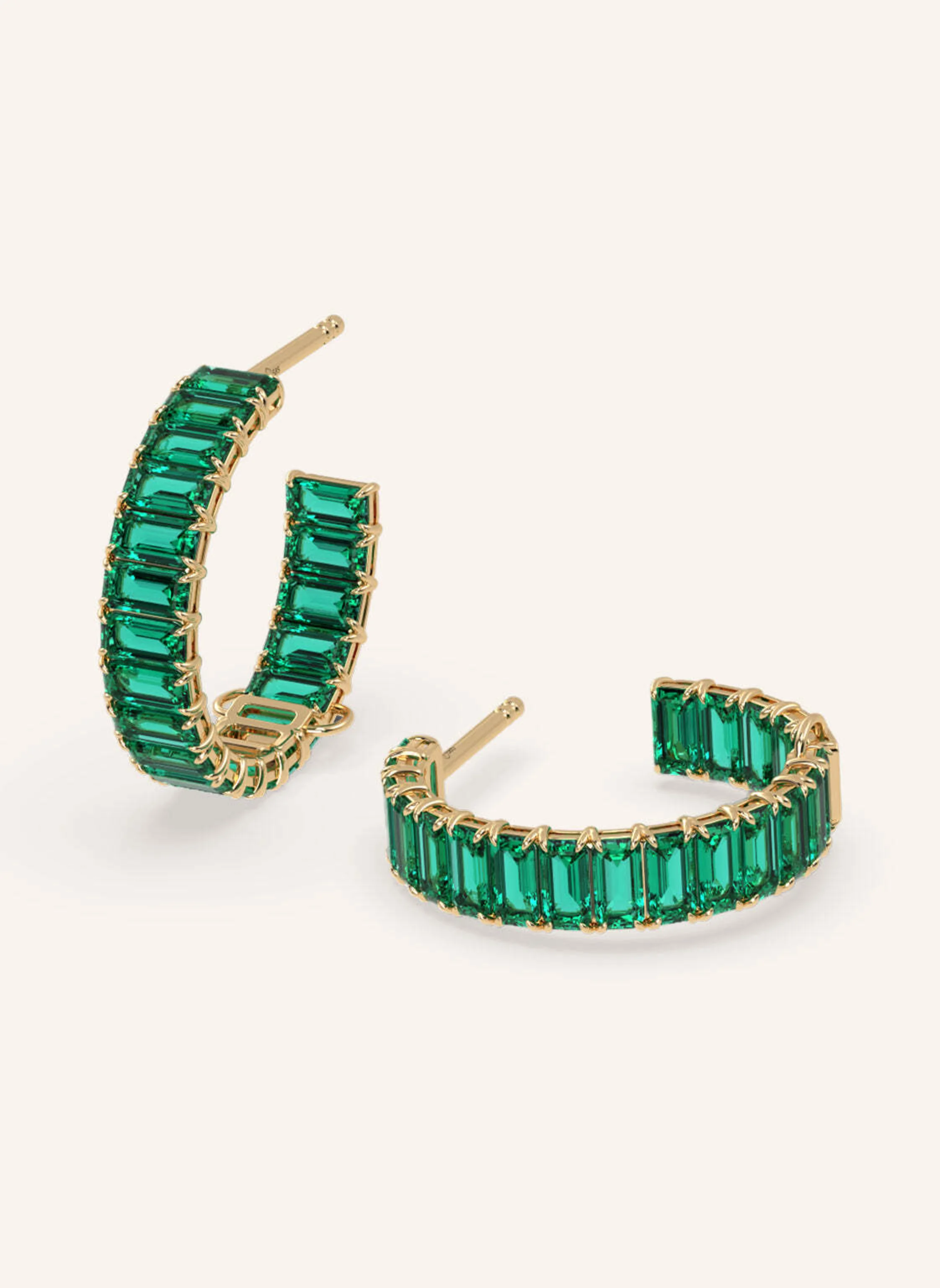 VEYNOU Creolen EDEN ETERNITY SMALL aus 14 Karat Gelbgold und 4,25ct. lab-grown Smaragden