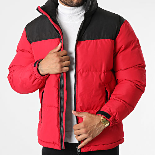 Doudoune Capuche Rouge Noir