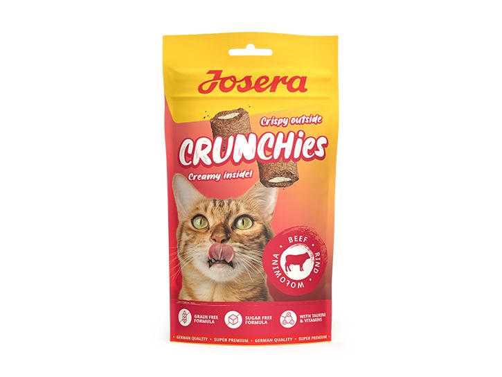 Josera Katzen-Snack Crunchies Beef, 60 g Knuspriger Katzen-Snack mit cremigem Kern