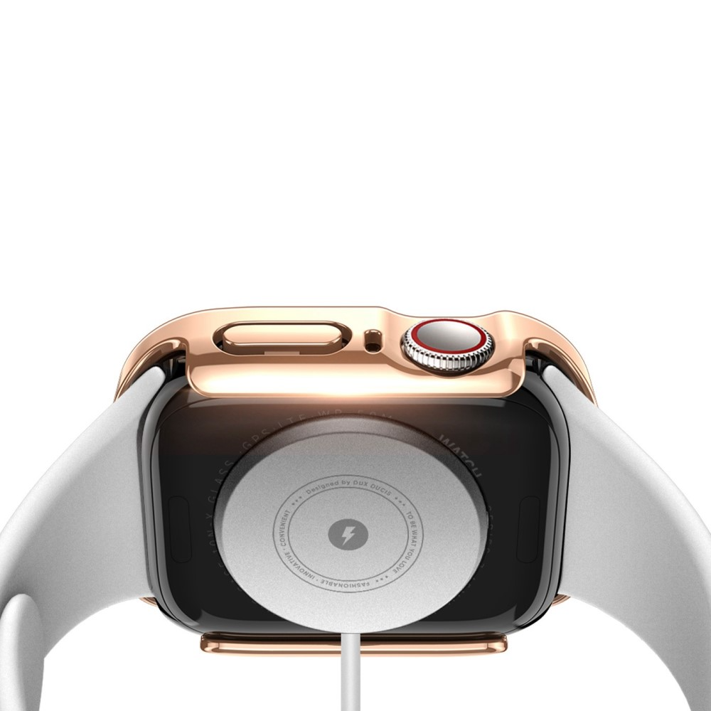 Apple Watch (41mm) Hardcase Bumper Hülle mit Galvanisiertem Rahmen   Display Schutzglas - Roségold