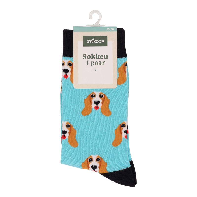 Welkoop Fun Hond - Sokken - Blauw - 39-42