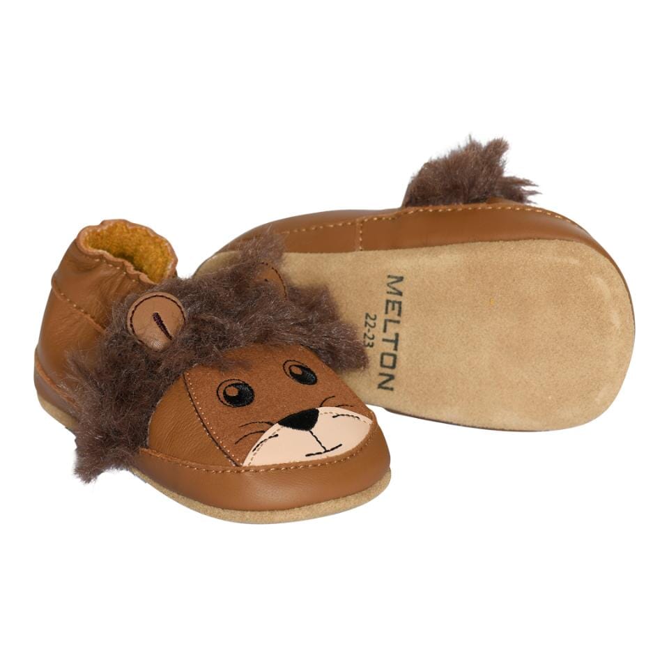 Lion Leather Slippers cognac - MP - Rumpetroll