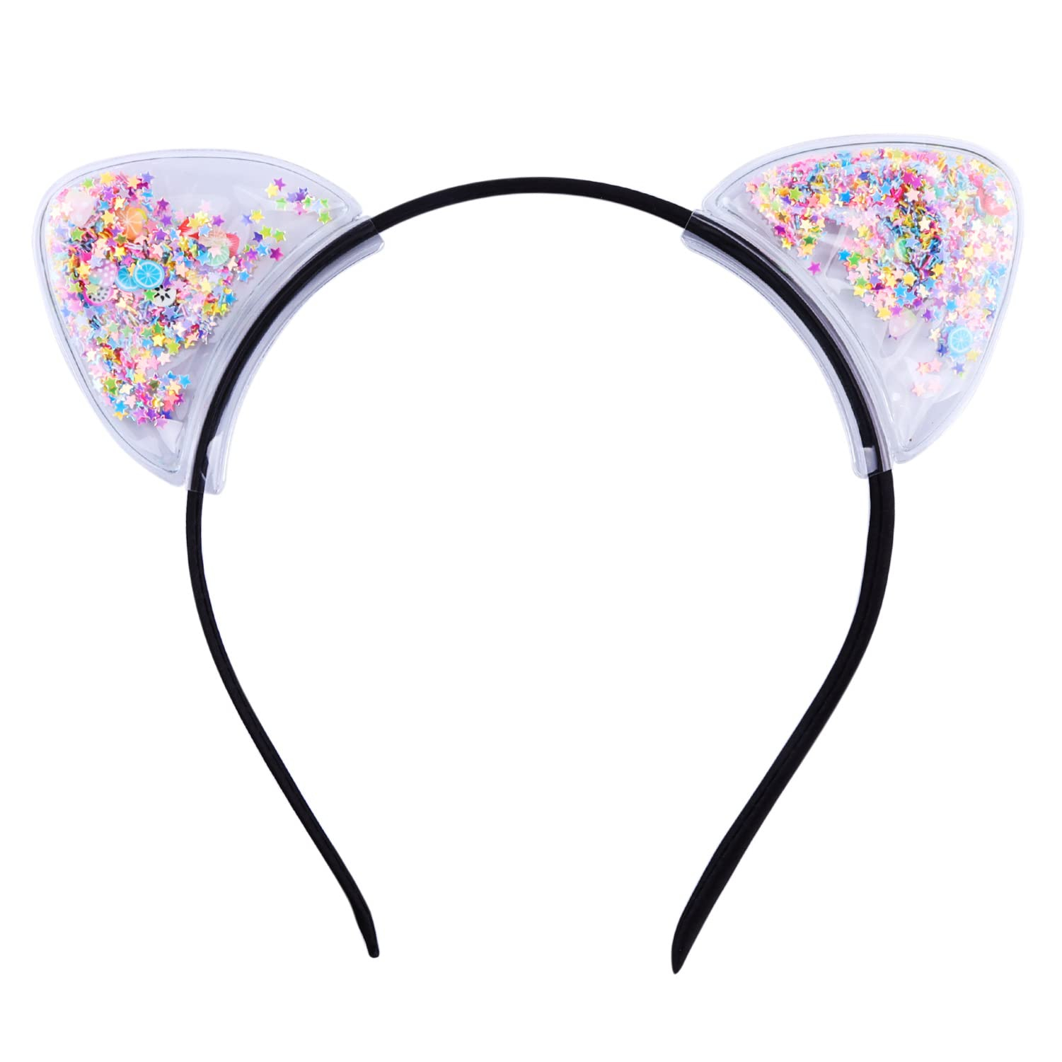 (8er Set) Glitzer Katzen Ohren Haarreif Fasnachts Kostüm Zubehör Motto Party Accessoire Halloween Foto Requisite - Assortiert
