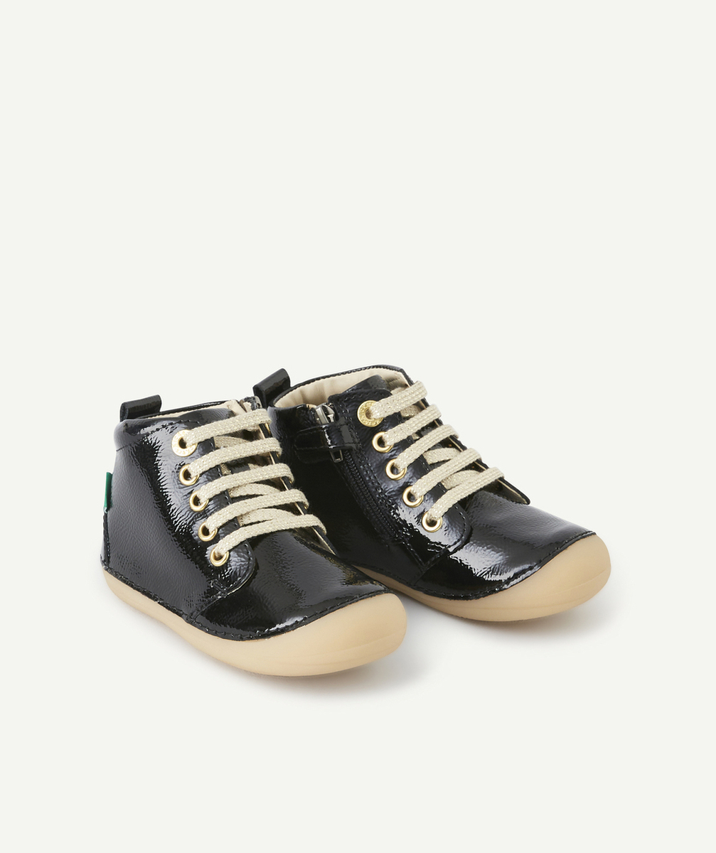 KICKERSCHAUSSURES SONIZIP BÉBÉ FILLE NOIR VERNIS