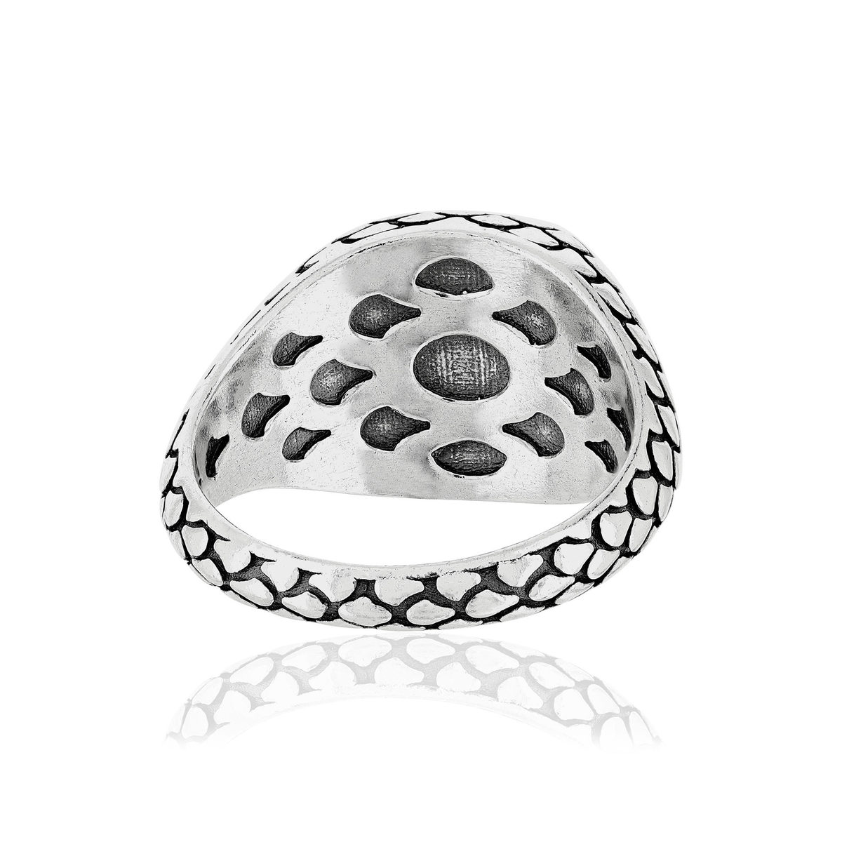 Bague argent 925 rose des vents spinelles noires