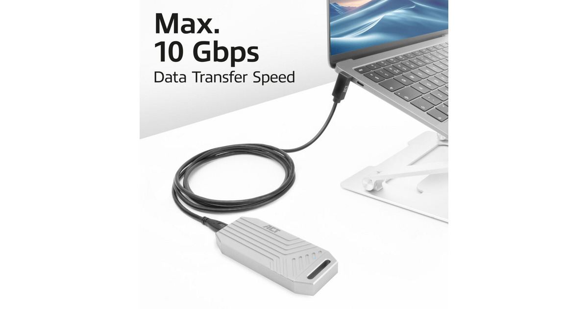 ACT ConnectivityUSB 3.2 USB-C (recht) naar USB-C (omhoog/omlaag haaks) kabel  (Zwart, 10 Gbit/s, 60W, 2 meter)