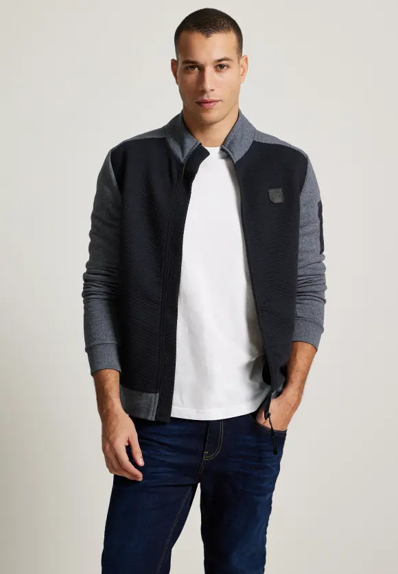 Sweatshirtjacke mit Zipper - deep navy blue melange