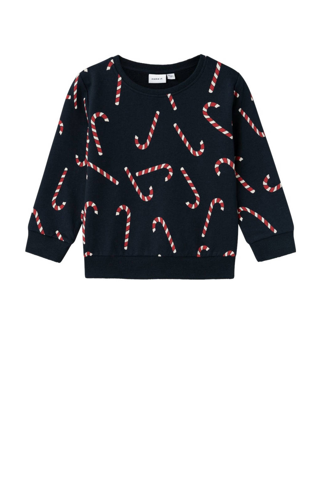 NAME IT kerstsweater NMNRJOLLY met all over print donkerblauw