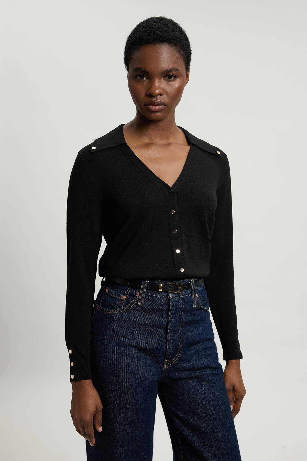 KarenMillen Cardigan En Maille À Col Avec Détails De Boutons-pression En Mélange De Viscose Petite