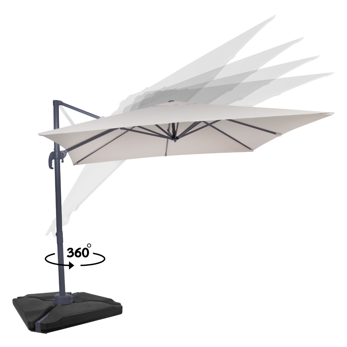 Vonroc Premium Pisogne 300 zweefparasol met 4 tegels - Beige