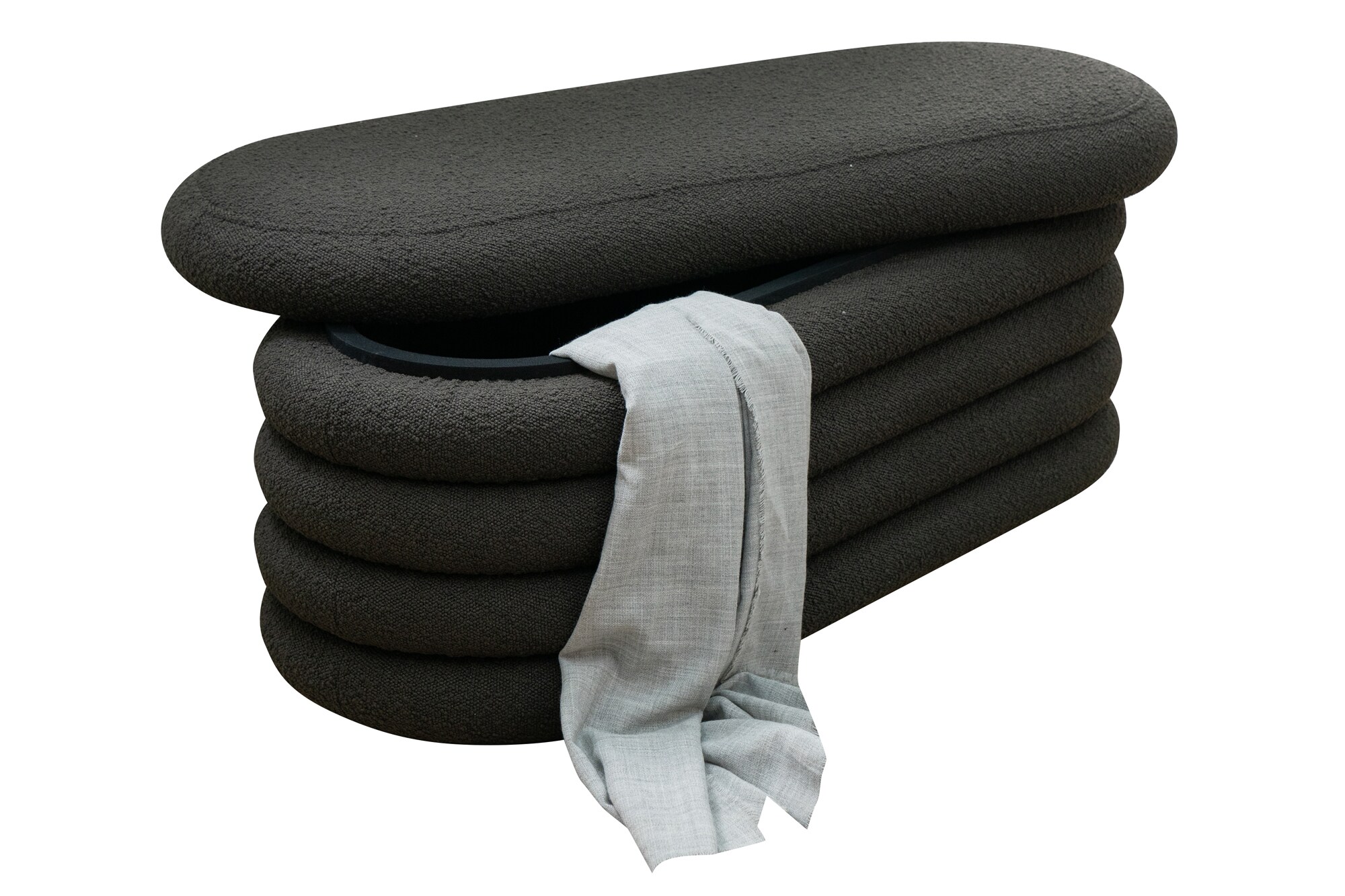 Bouclé Polsterhocker/Bettbank Anthrazit Sitzhocker Hocker Fußhocker Stoffhocker