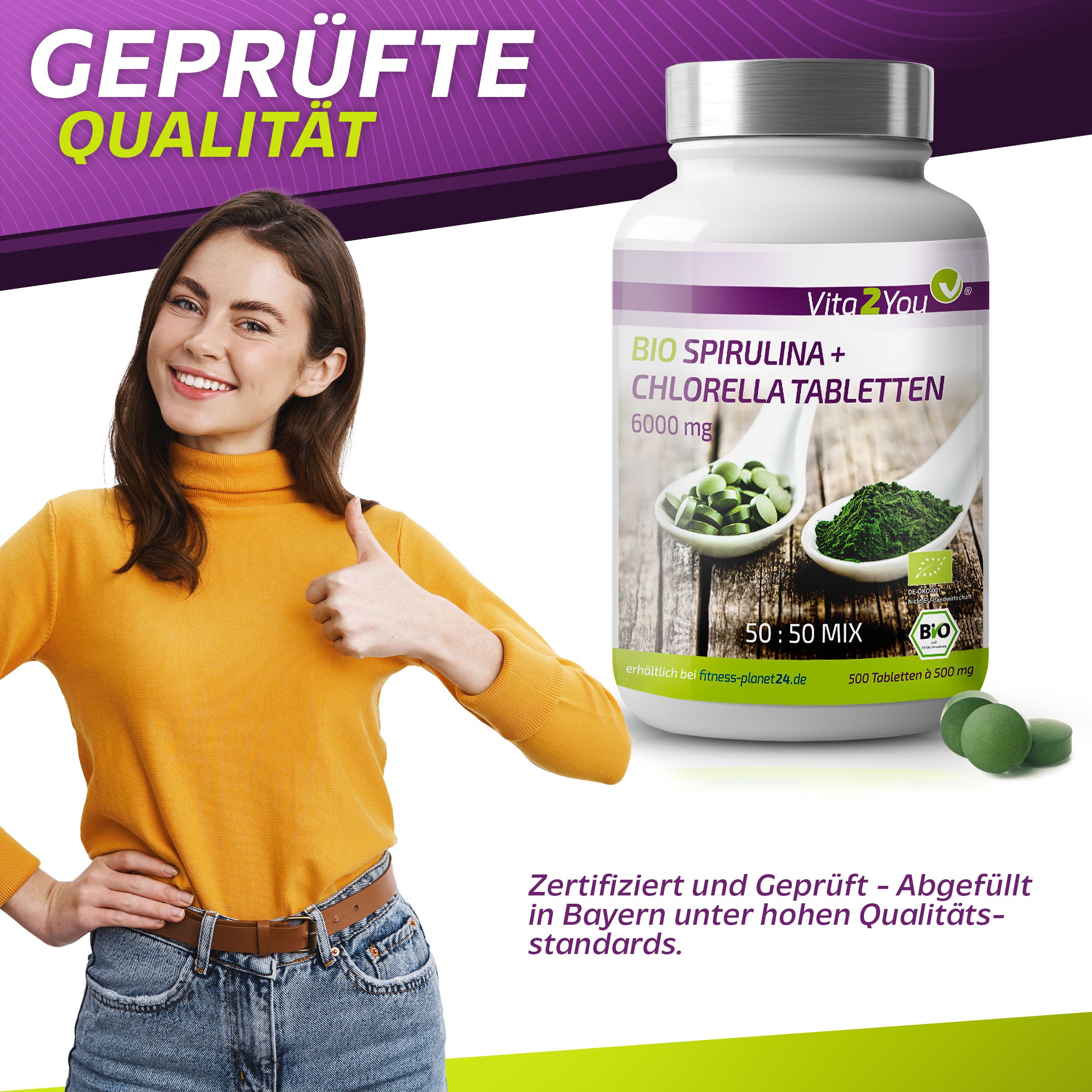 Vita2You Bio Spirulina + Chlorella Tabletten 6000mg