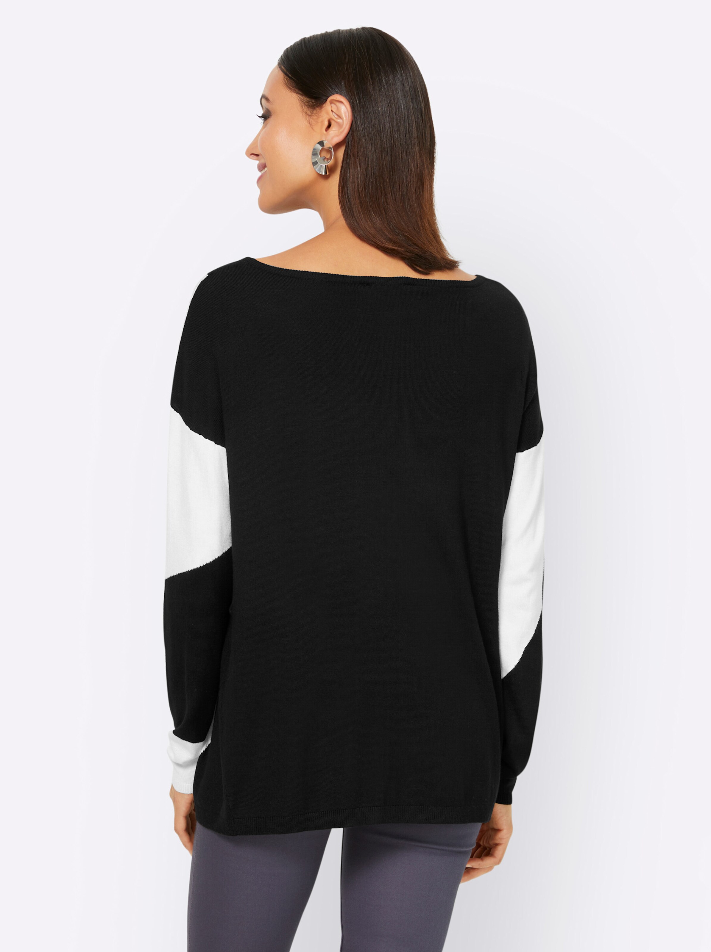 heine Pullover in schwarz-ecru-gemustert