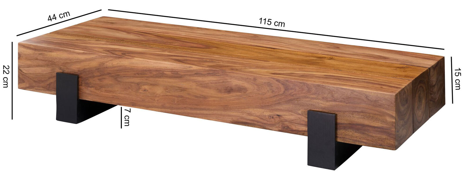 Couchtisch Soron Massivholz/Metall