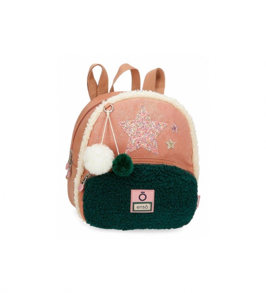Enso Mochila pequea Enso Shine Stars rosa, verde-22x25x14 cm.