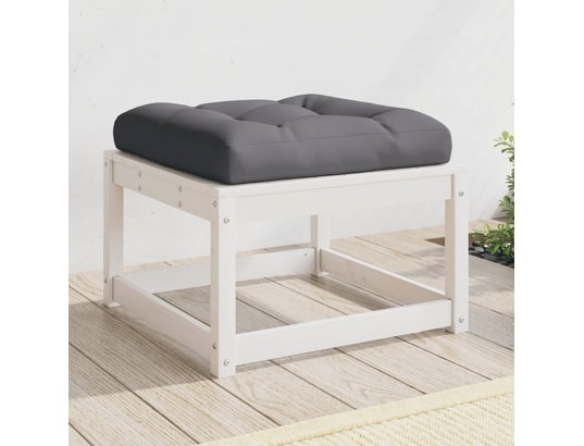 VIDAXL - Pouf Repose-pied de jardin avec coussins blanc bois de pin massif