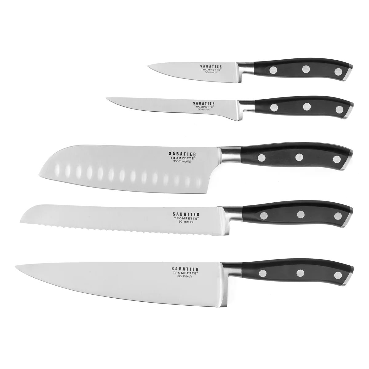 Vulcano - Set 5 couteaux de cuisine Sabatier Trompette