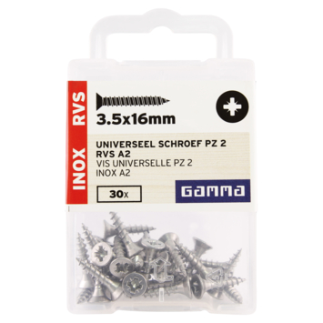 GAMMA schroef universeel platkop RVS 3.5x16 mm 30 stuks