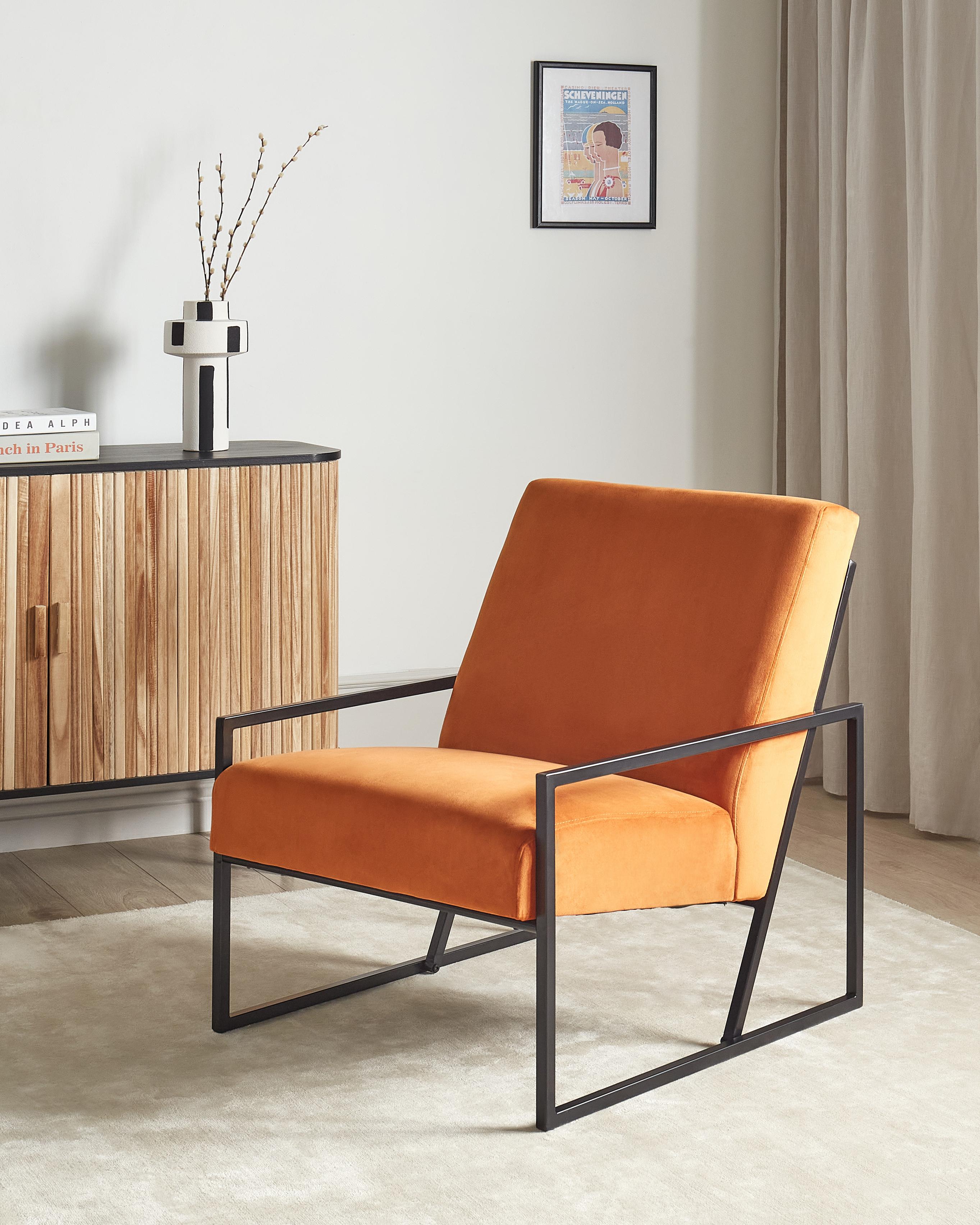 Fauteuil DELARY Fluweel Oranje