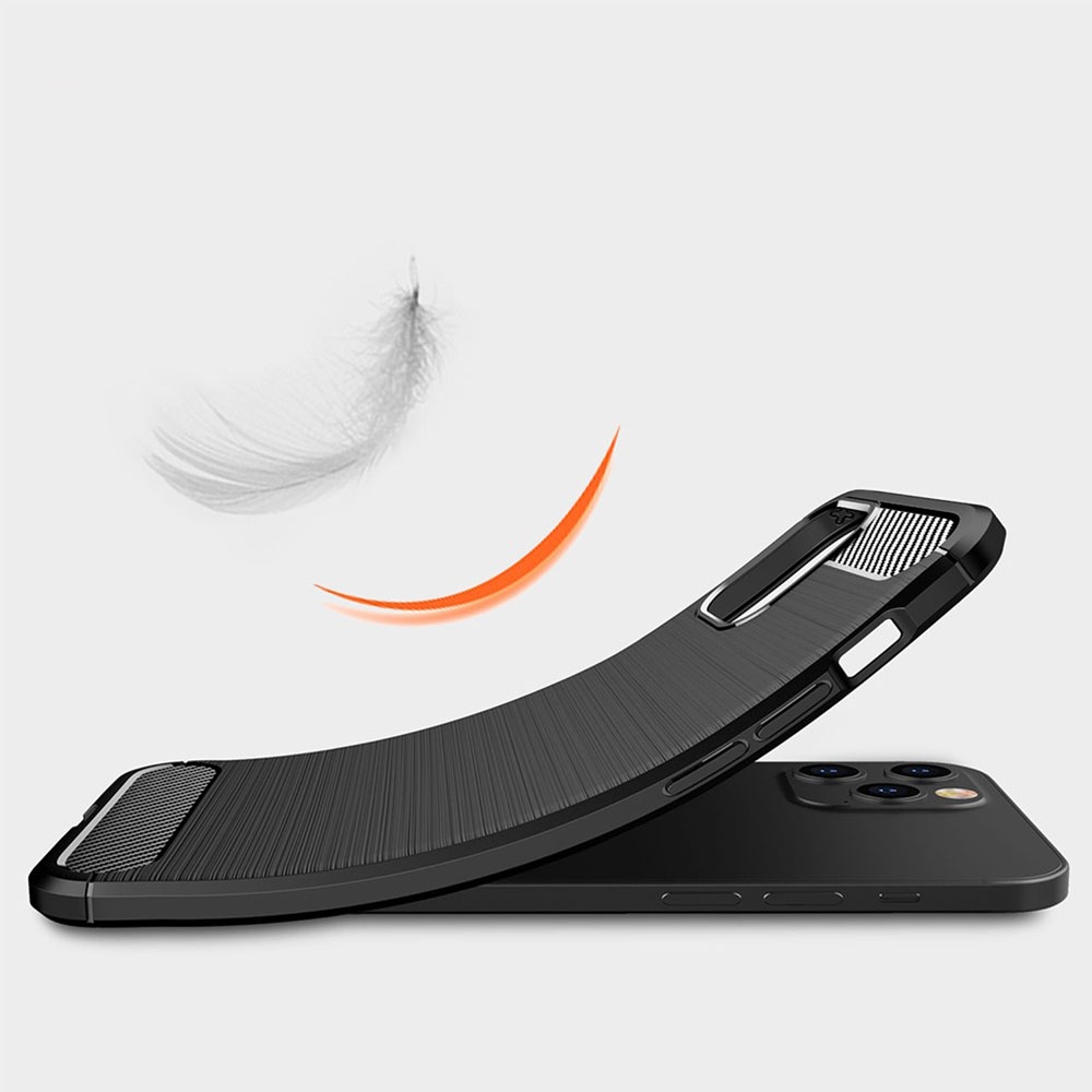 iPhone 12 / iPhone 12 Pro Gummi Case Schutzhülle Carbon Look - Schwarz