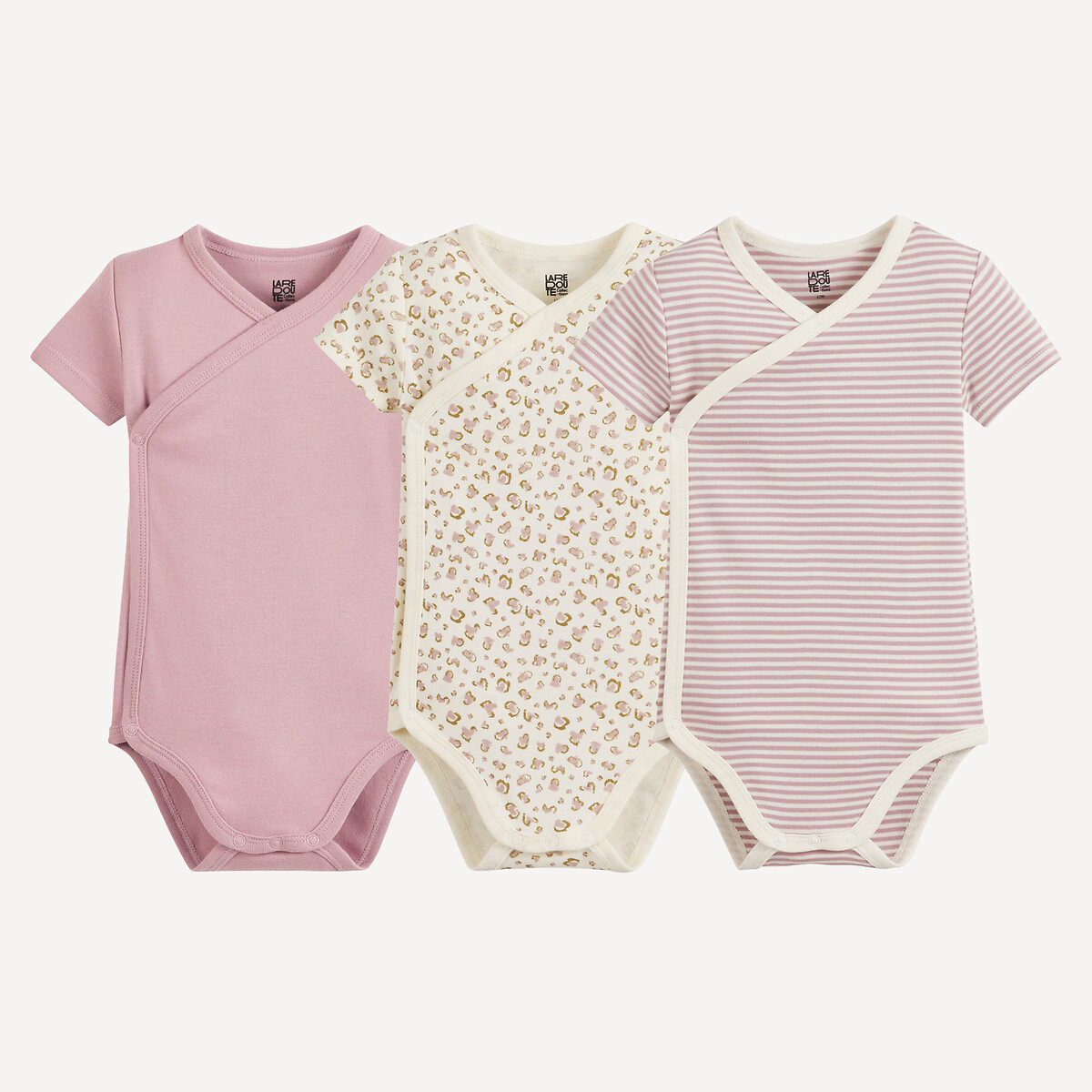 COLEÇÃO LA REDOUTE<br>Conjunto de 3 bodies de manga curta com alças cruzadas