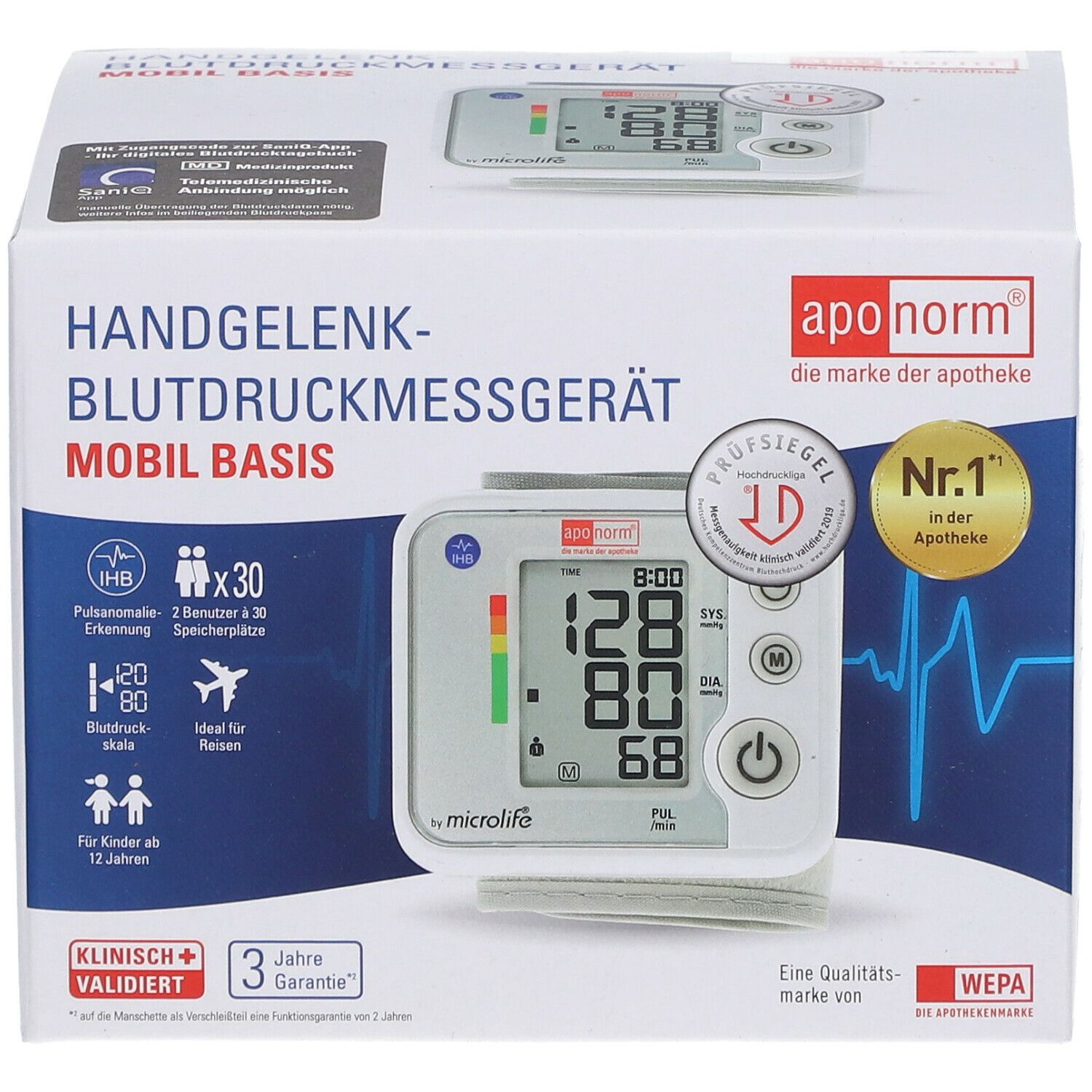 aponorm® Mobil Basis Handgelenk-Blutdruckmessgerät