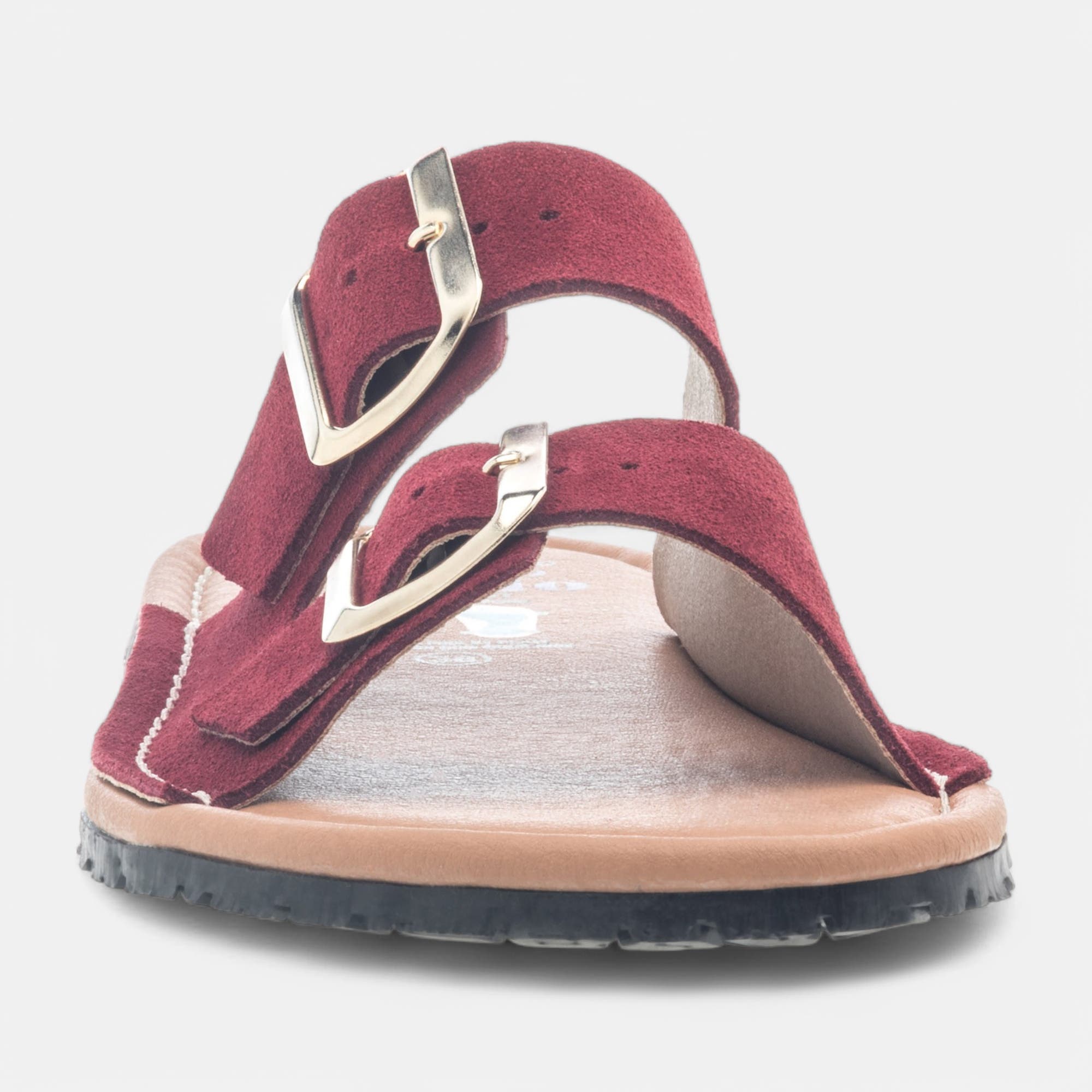 Mules Femme en cuir bordeaux