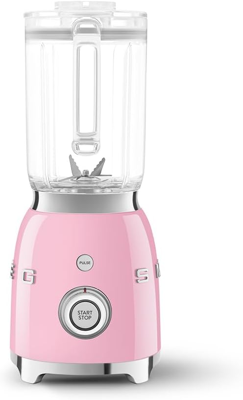 Smeg, BLF03PKEU, 1,5 l Standmixer, 4 -Geschwindigkeitsstufen, 4 Automikprogramme, Abnehmbare Doppelklinge, Deckelöffnung transparent mit Dosierkappe, rutschfest, 800W, Rose