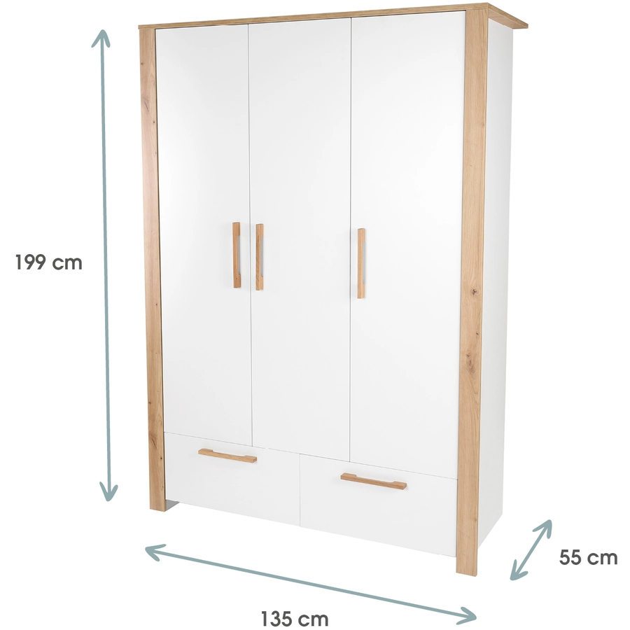 kindsgard Kleiderschrank hemme 3-türig weißEiche