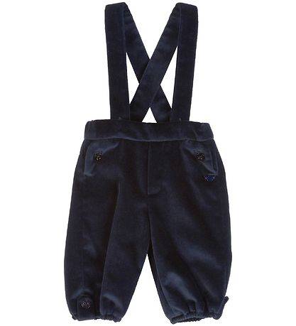 Emporio Armani Skjortebody/Bukser - Velour - Navy/Hvid