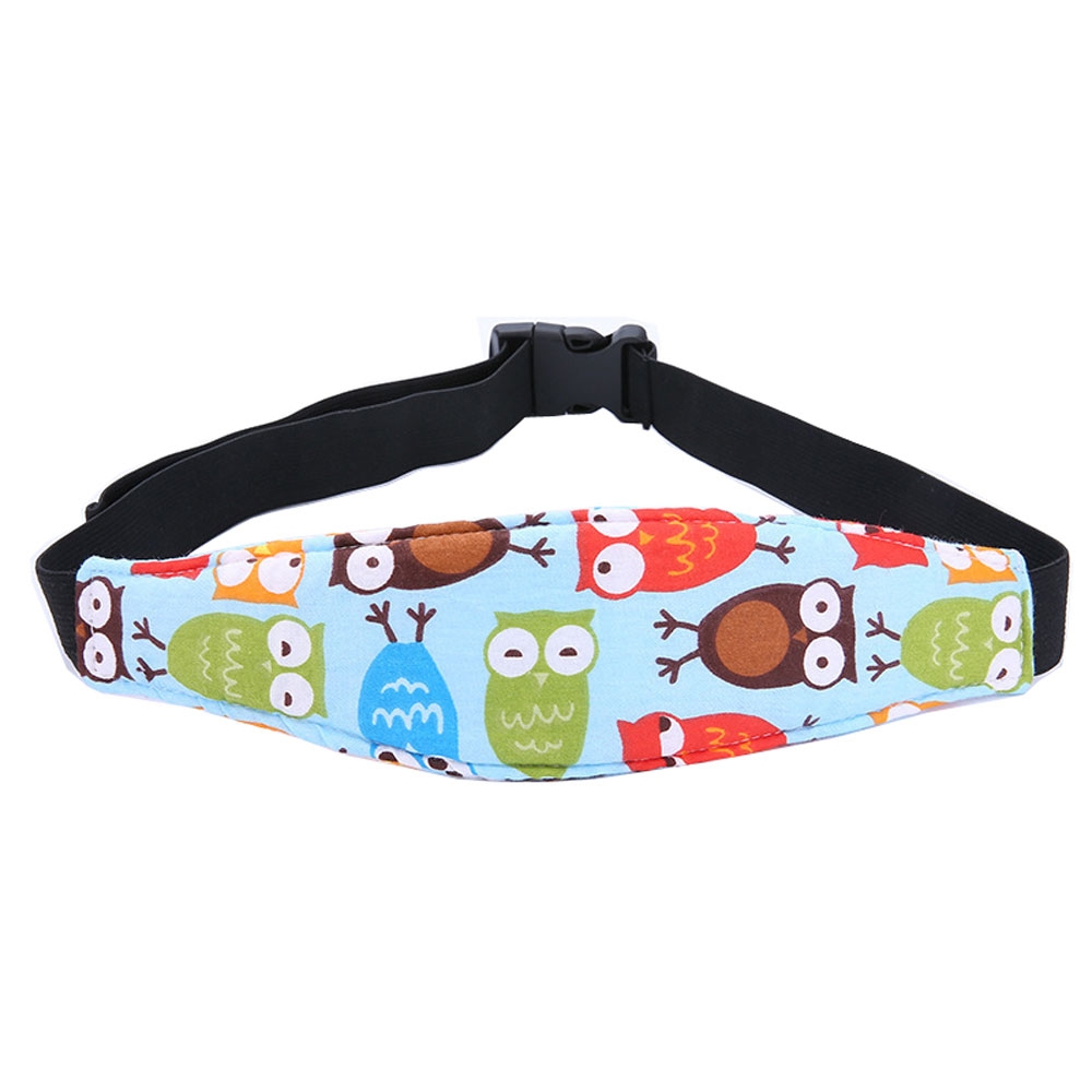 Baby Kopfstütze Kinderwagen Befestigung Kindersitz / Autositz Kopf Halter Band Verstellbar (25.5 - 61.5cm) - Eule Blau